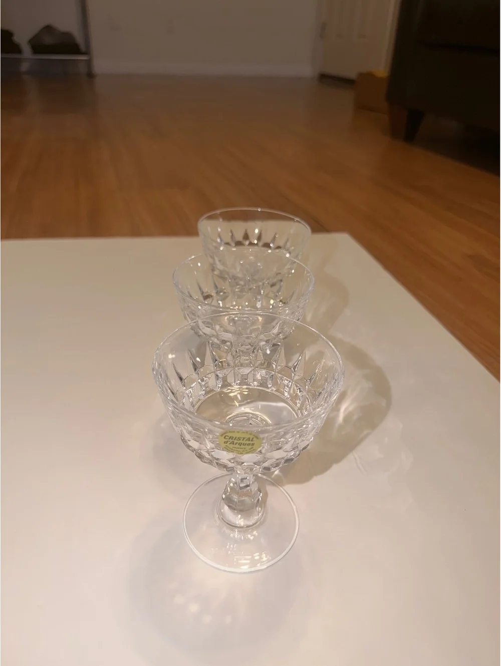 Cristal d'Arques Crystal Coupe Glasses Set 3 France Cut Cocktail